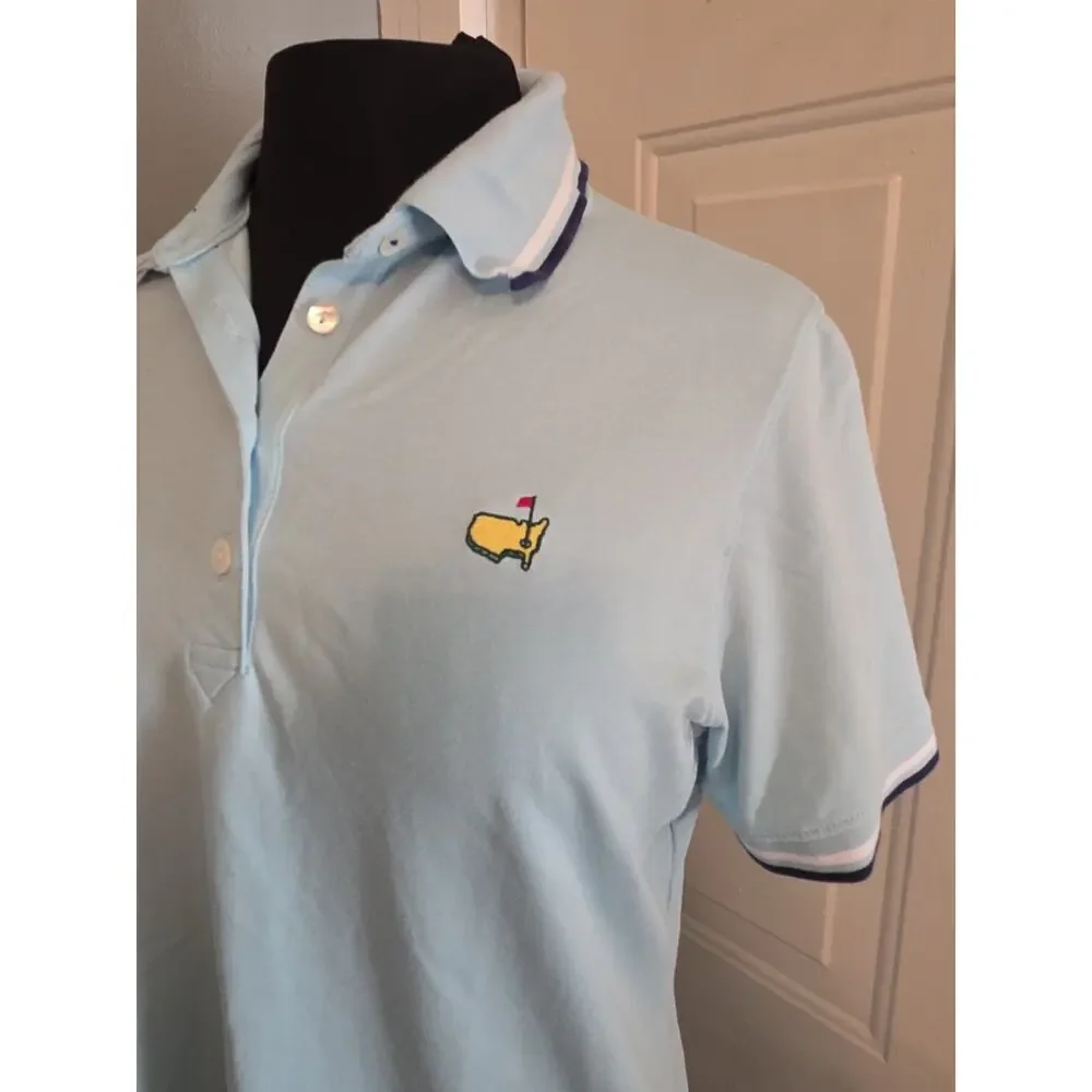 Magnolia Lane Womans Golf Shirt Blue Masters Logo Cotton Polo Size L